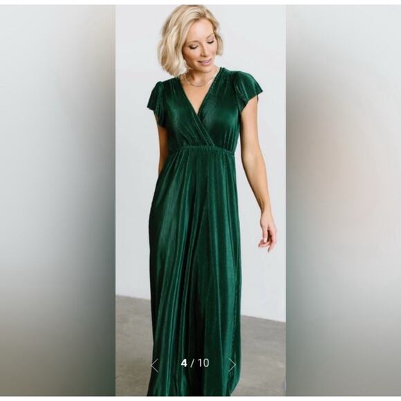 BALTIC BORN ATHENA Emerald Green Pleated Maxi Dress Size SMALL - Picture 2 of 13
